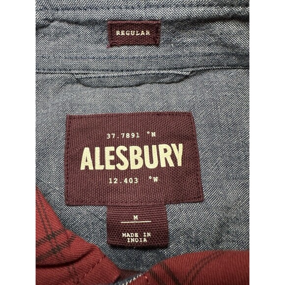 Alesbury 100% Cotton Red Black Plaid Button Up Shirt Regular‎ Men's MEDIUM NWOT - Picture 4 of 10